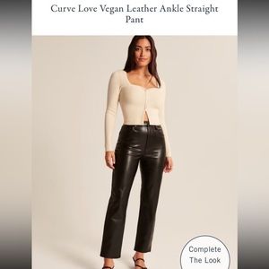 Curve Love Vegan Leather Ankle Straight Pants Abercrombie & Fitch